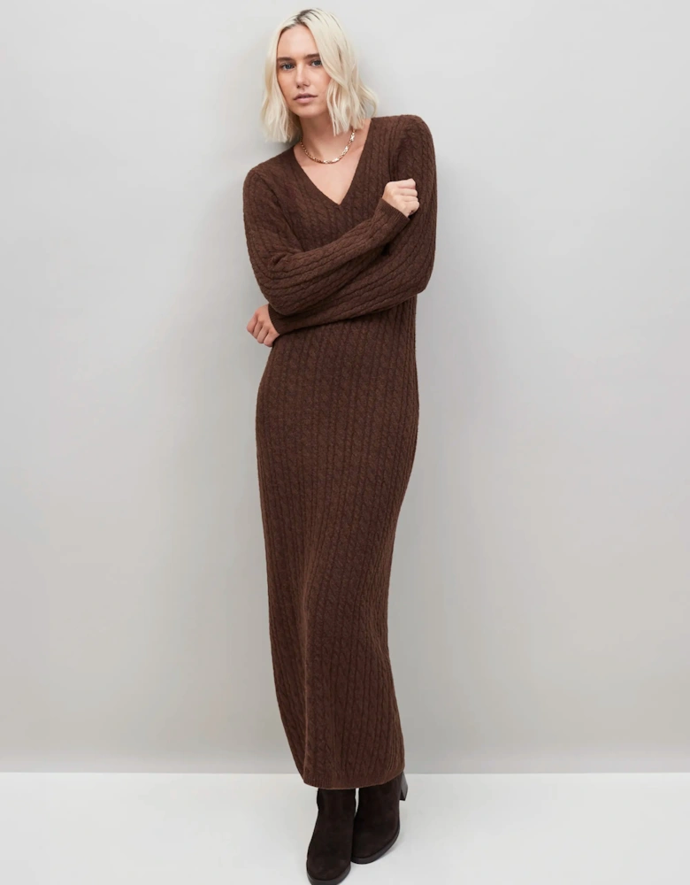 Chocolate Brown Cable Knit Dress
