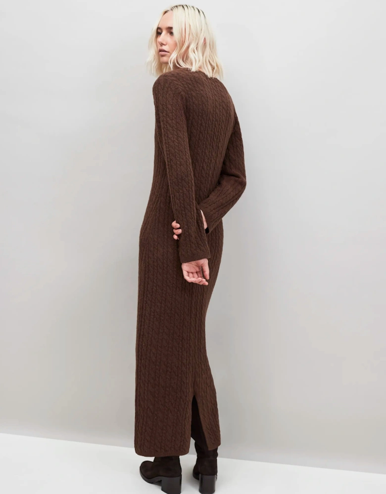 Chocolate Brown Cable Knit Dress