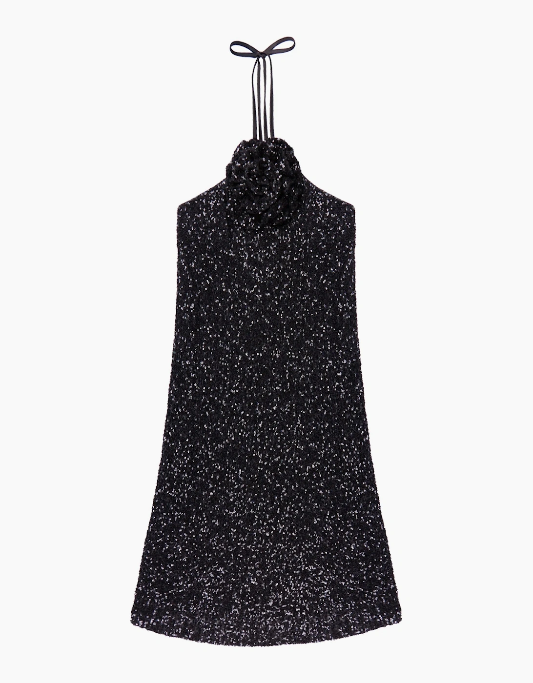 Petite Mimi Sequinned Corsage-Detail Halterneck Mini Dress, 6 of 5