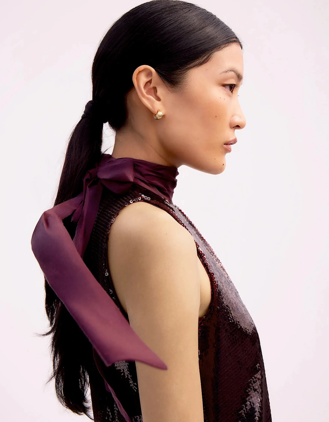 Freya Wine Red Sequinned Halterneck Mini Dress