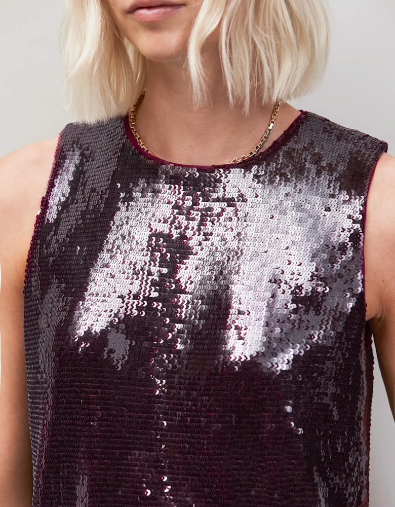 Burgundy Sequin Shell Top