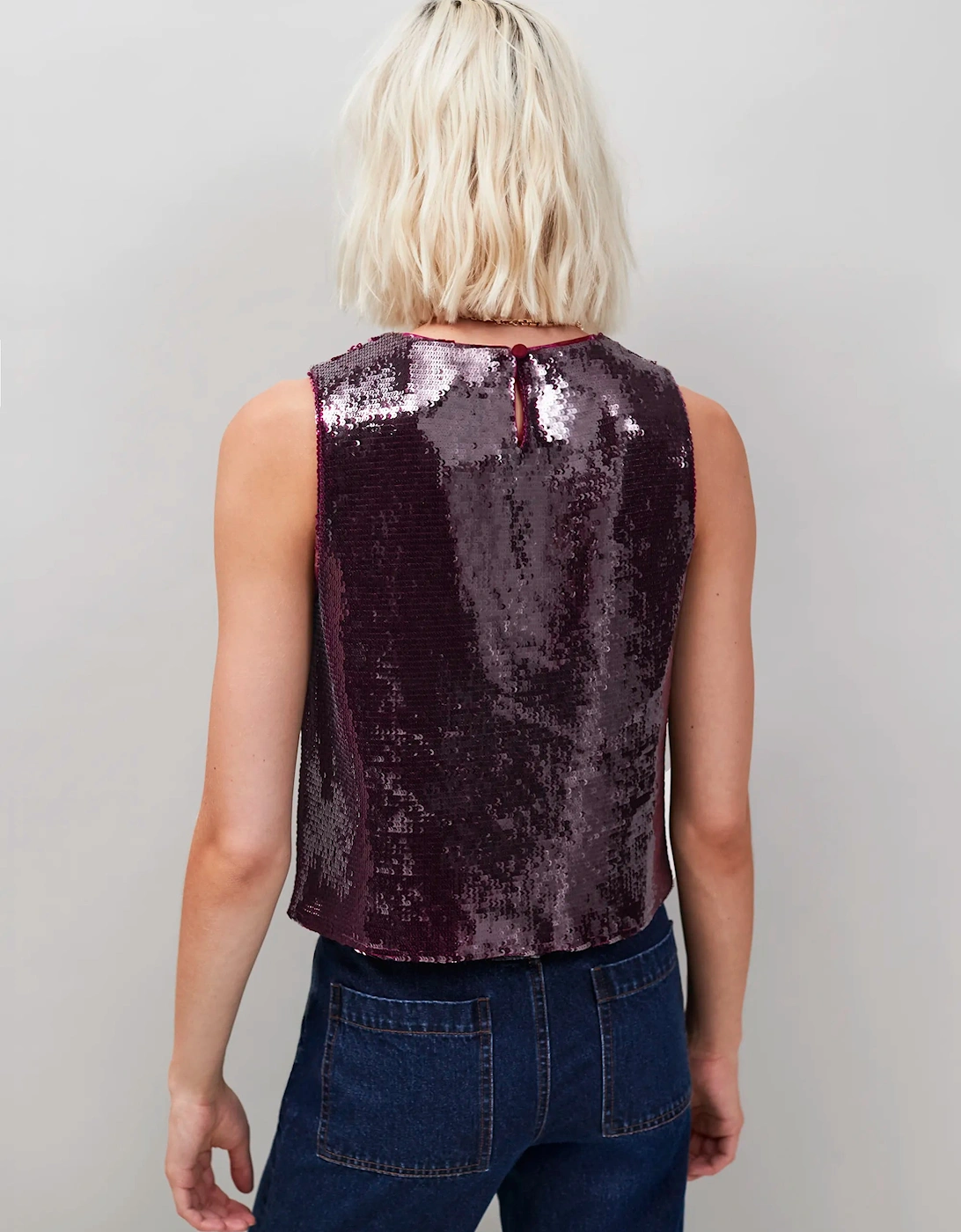 Burgundy Sequin Shell Top