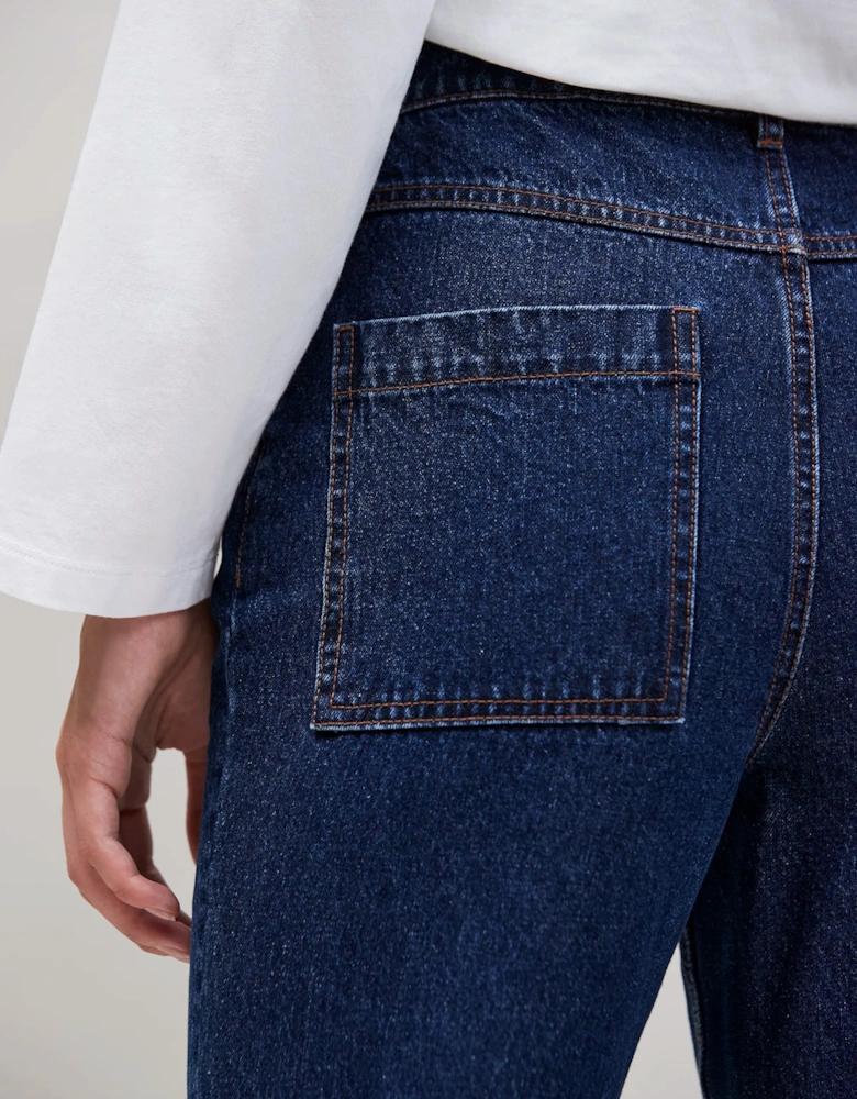 Petite Blue Denim Turn Up Hem Jeans