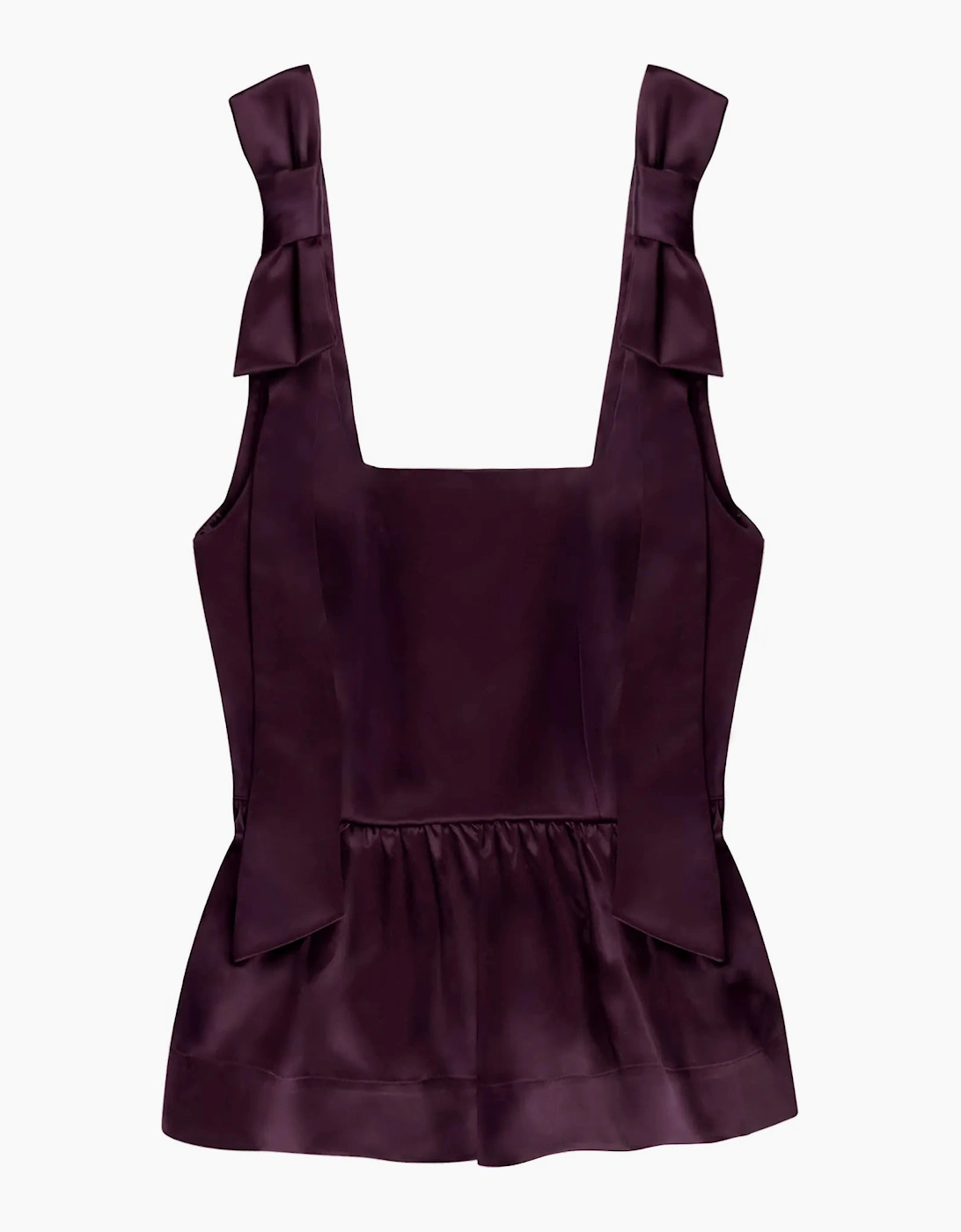 RO&ZO RO&ZO Women's Burgundy Bow-Detail Peplum Satin Top - Red