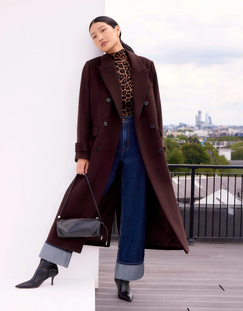 Petite Bitter Chocolate Oversized Wool-Blend Coat