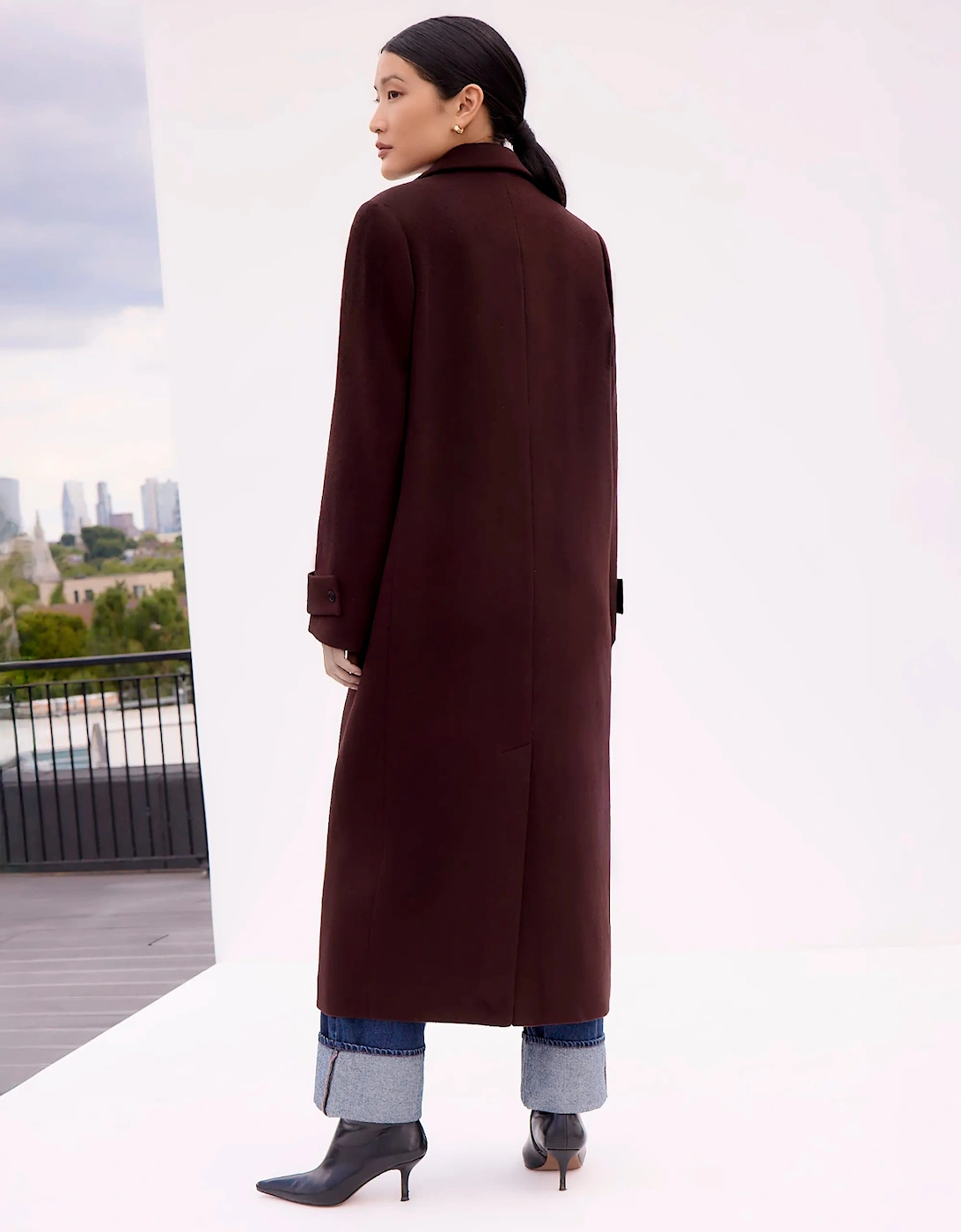 Petite Bitter Chocolate Oversized Wool-Blend Coat