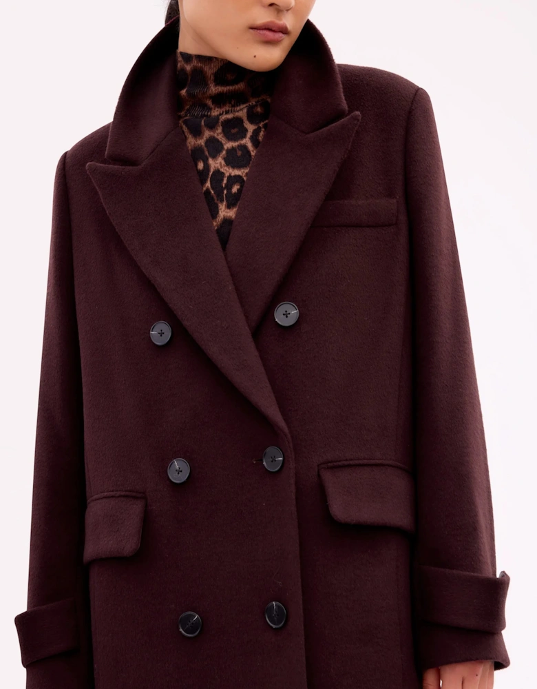 Petite Bitter Chocolate Oversized Wool-Blend Coat