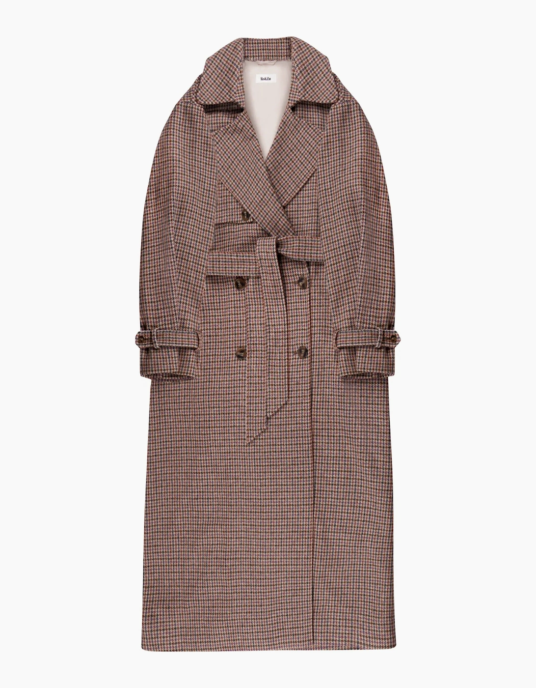 Houndstooth Check Belted Wool-Blend Trench Coat, 7 of 6