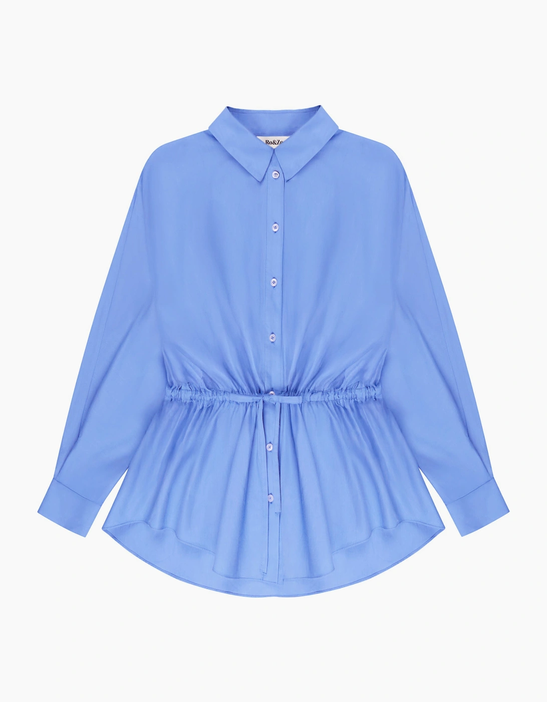 RO&ZO RO&ZO Women's Blue Gathered Waist Shirt