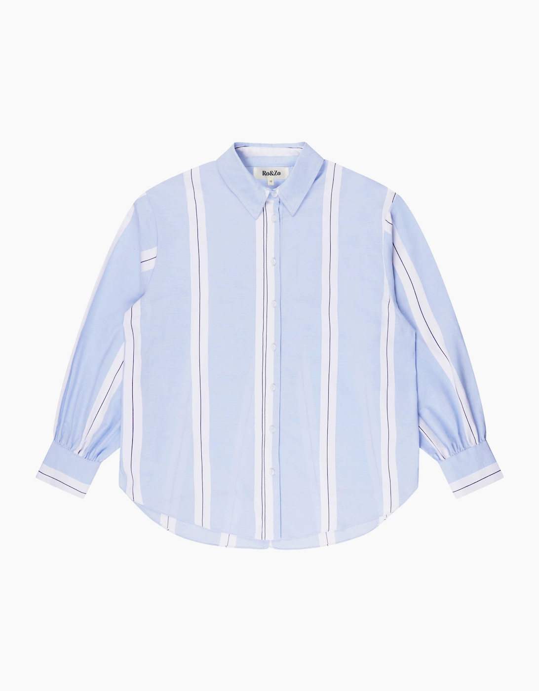 Blue Striped Cross Over Back Cotton Shirt, 5 of 4