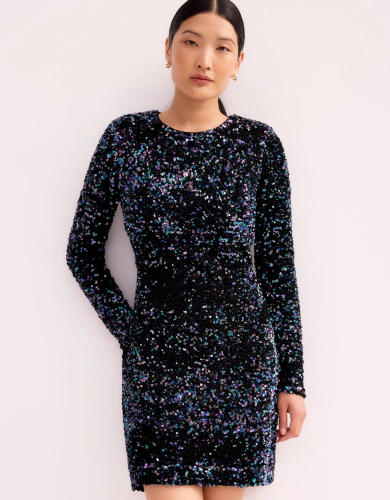 Petite Evie Sequinned Long-Sleeved Mini Dress