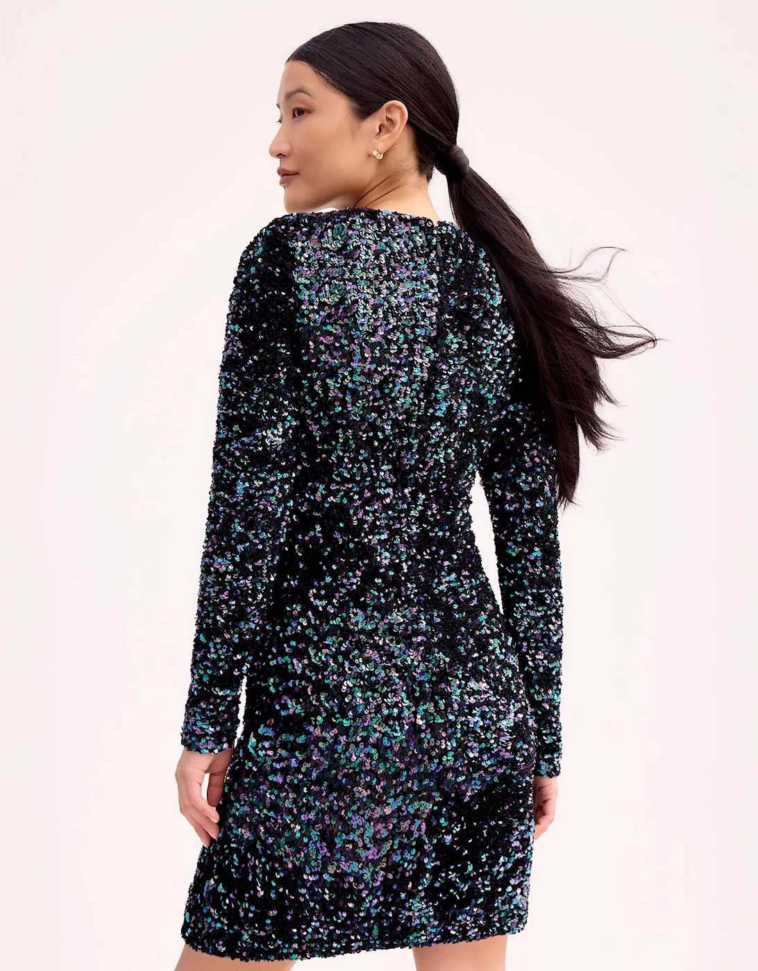 Petite Evie Sequinned Long-Sleeved Mini Dress