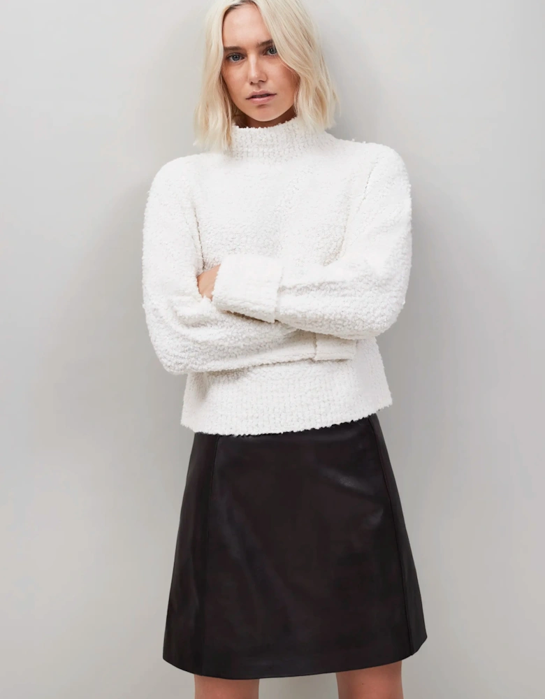 Chocolate Brown Leather Mini Skirt