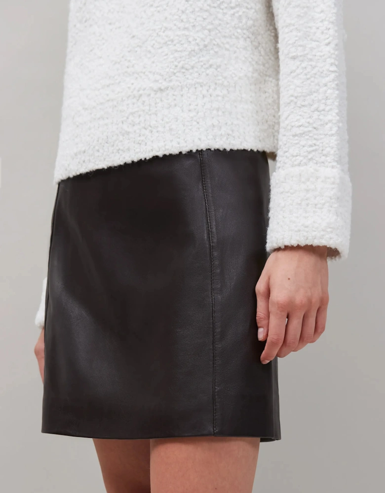 Chocolate Brown Leather Mini Skirt