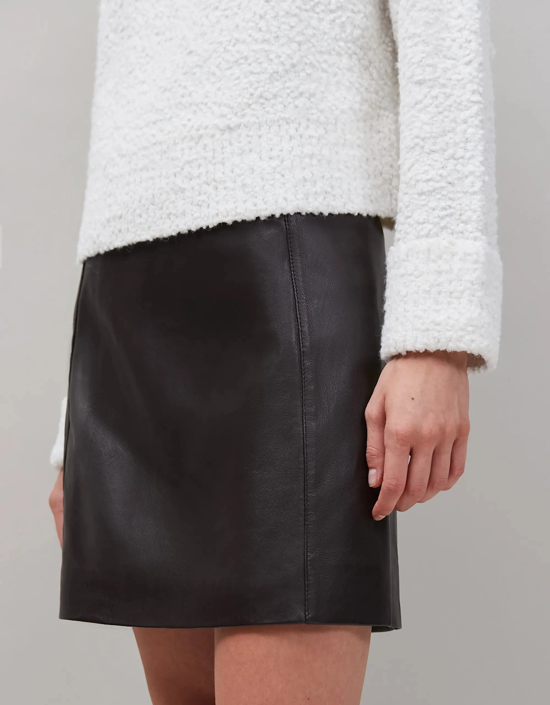 Chocolate Brown Leather Mini Skirt