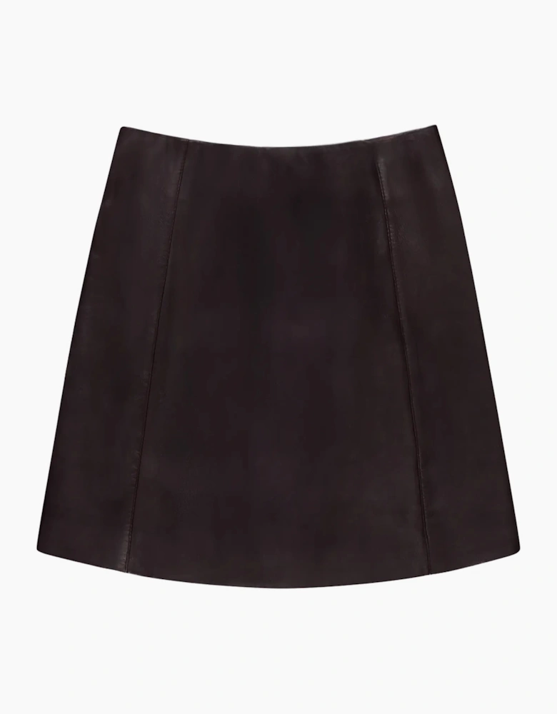 Chocolate Brown Leather Mini Skirt