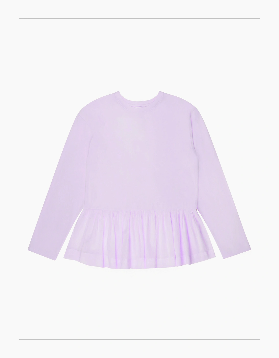 Lilac Peplum-Hem Long-Sleeved Organic Cotton T-Shirt