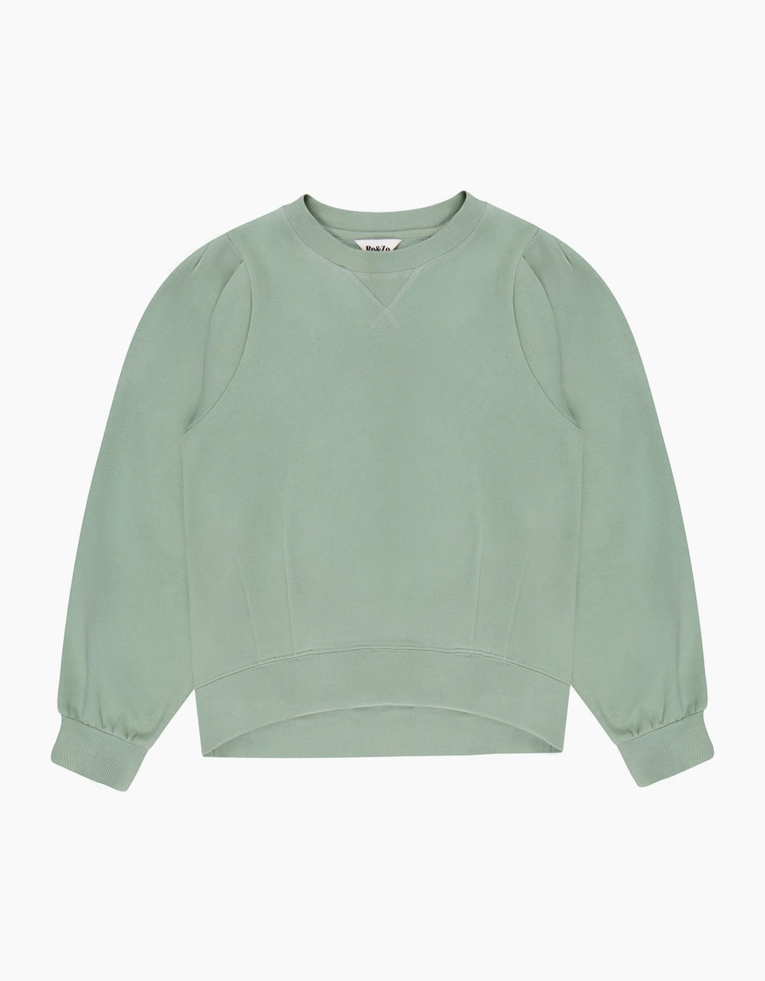 Sage-Green Puff-Sleeved Cotton-Blend Sweatshirt