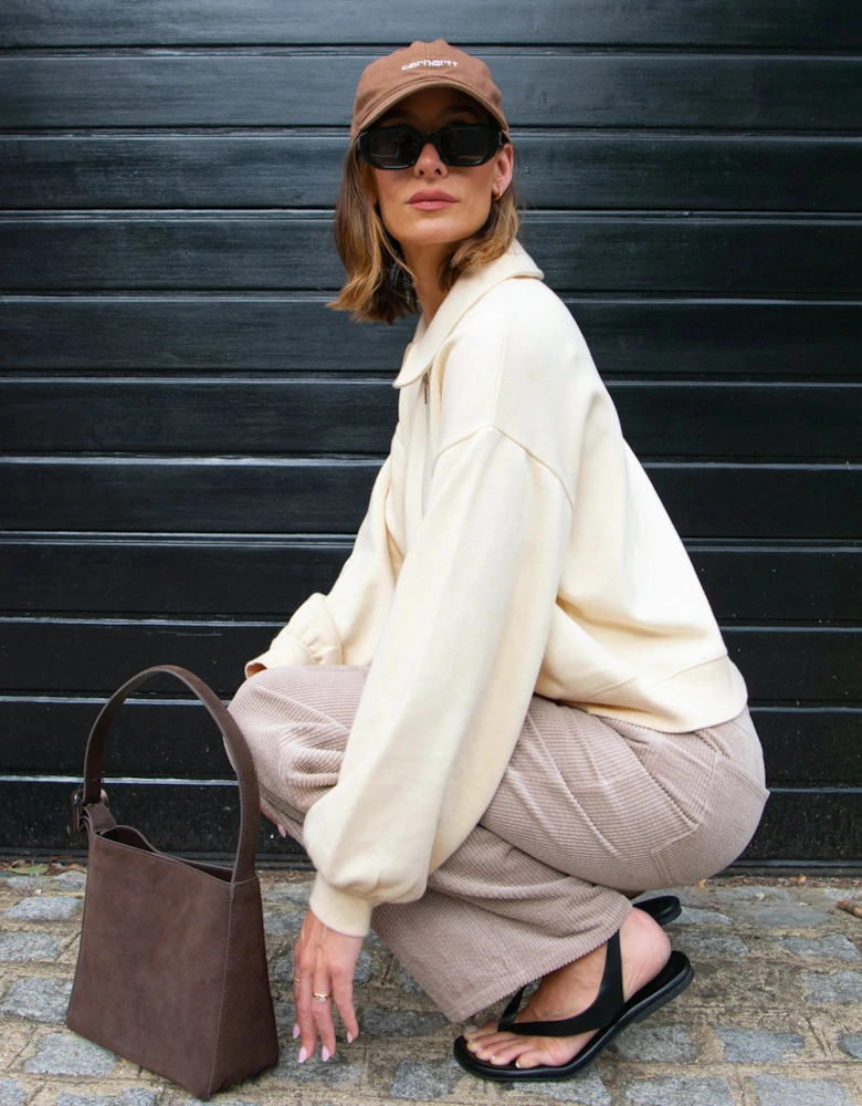 Cream Sweatshirt Bomber Jacket