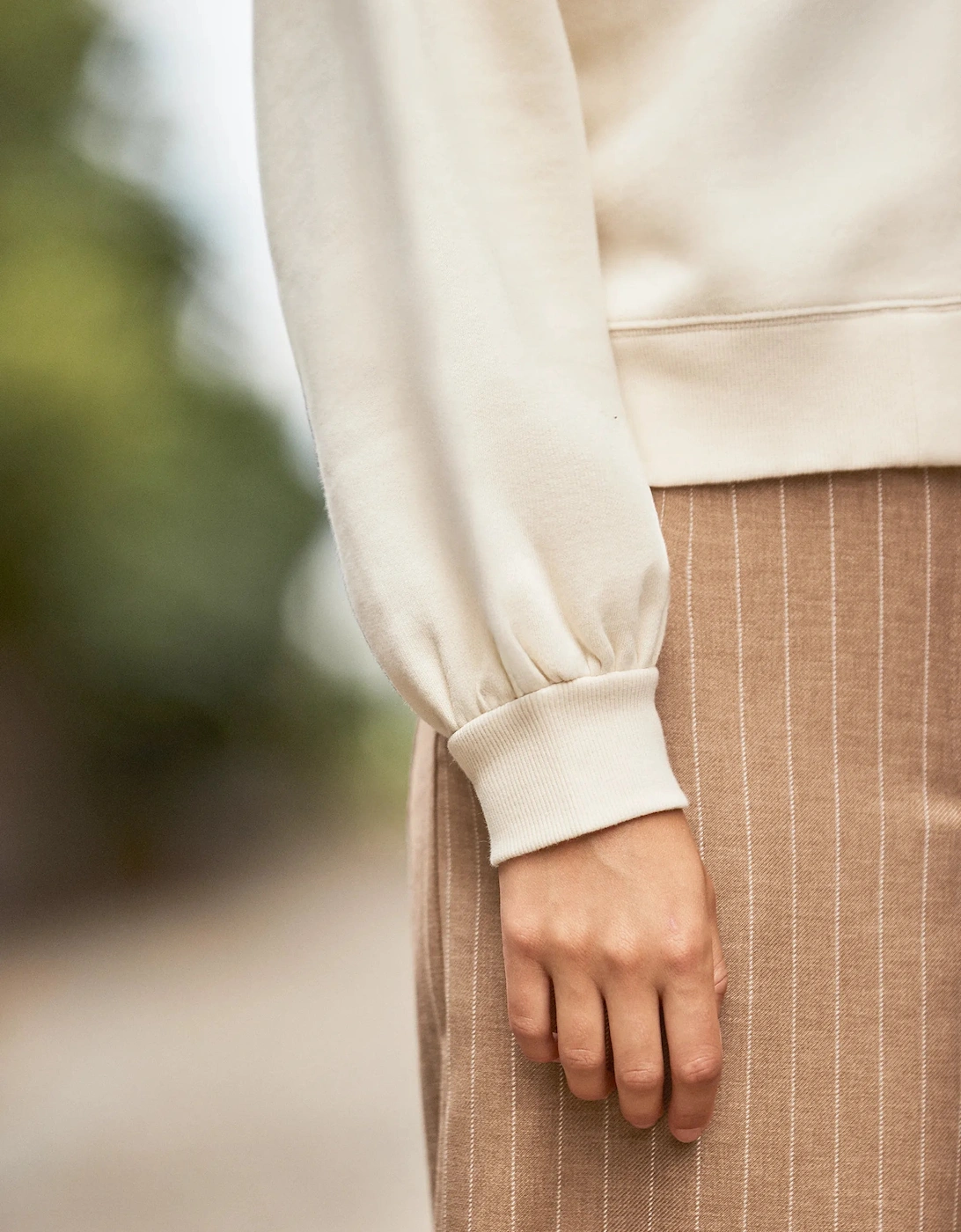 Cream Sweatshirt Bomber Jacket
