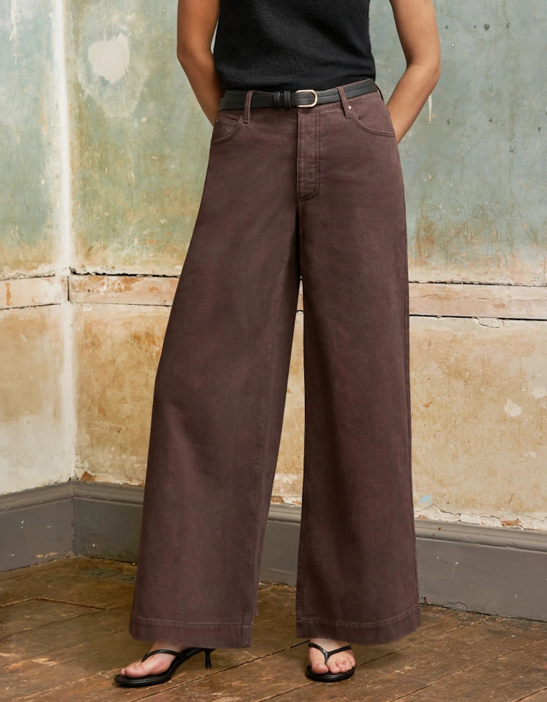 Chocolate High-Rise Wide-Leg Jeans