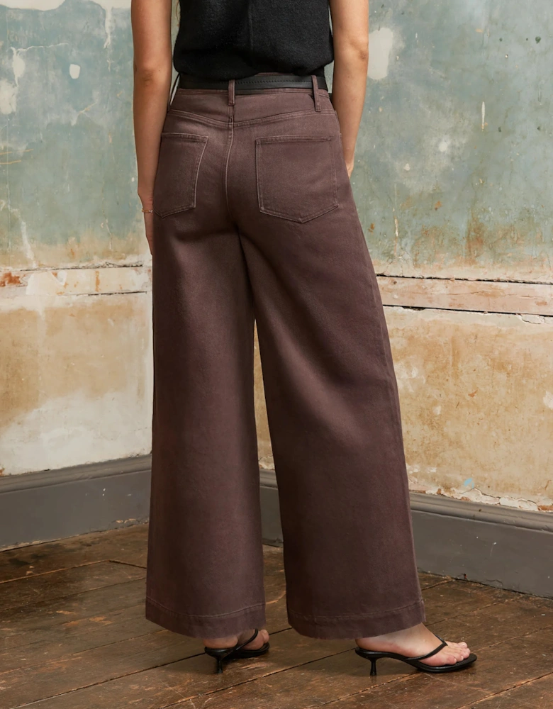 Chocolate High-Rise Wide-Leg Jeans