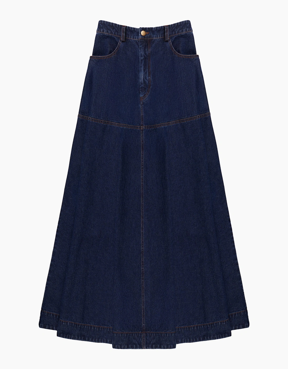 RO&ZO Women's Petite Denim Flared Maxi Skirt - Blue - Size: 16/16