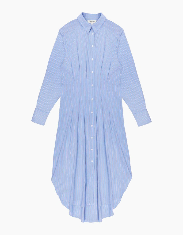 Petite Blue Striped Midi Shirt Dress