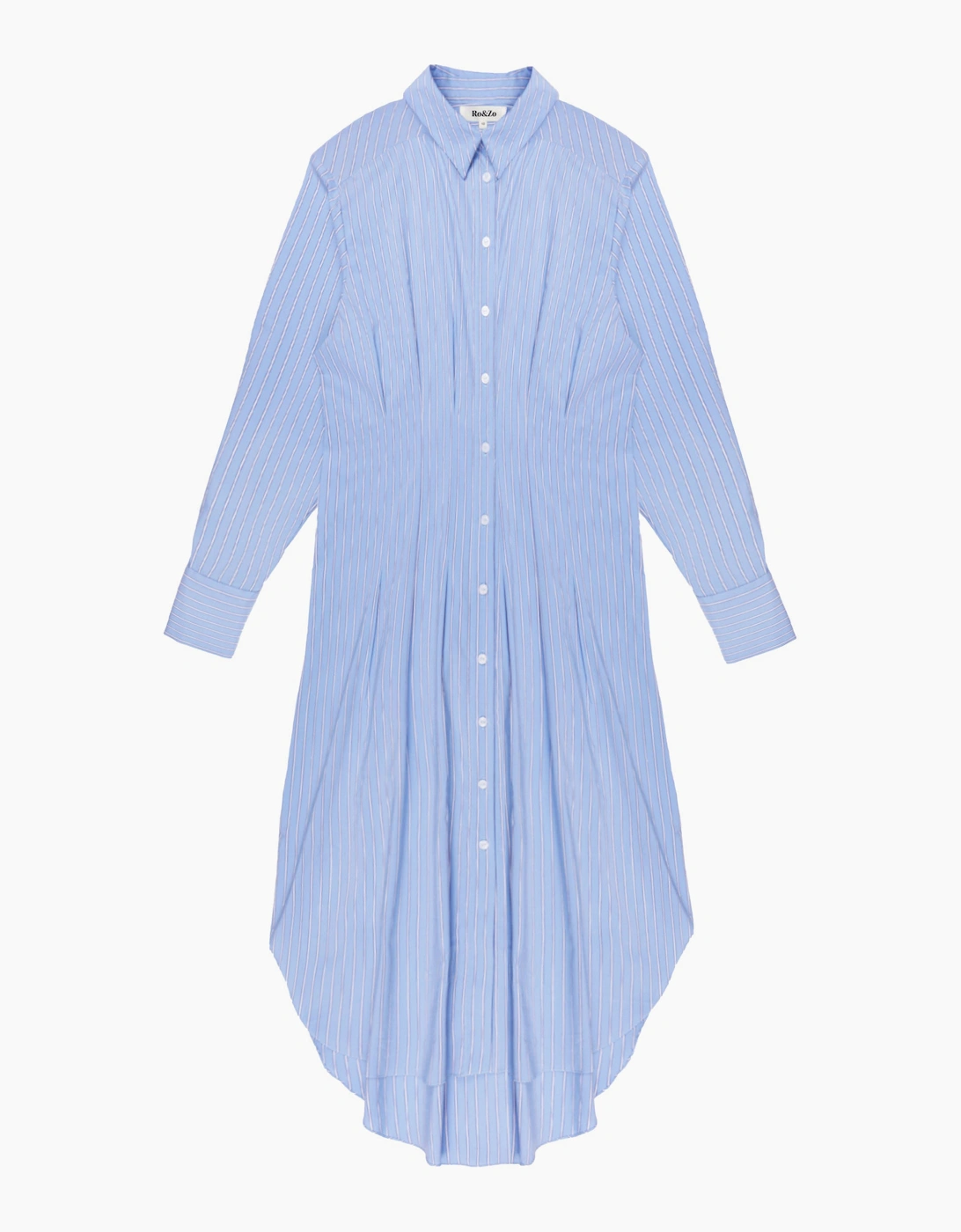 Petite Blue Striped Midi Shirt Dress