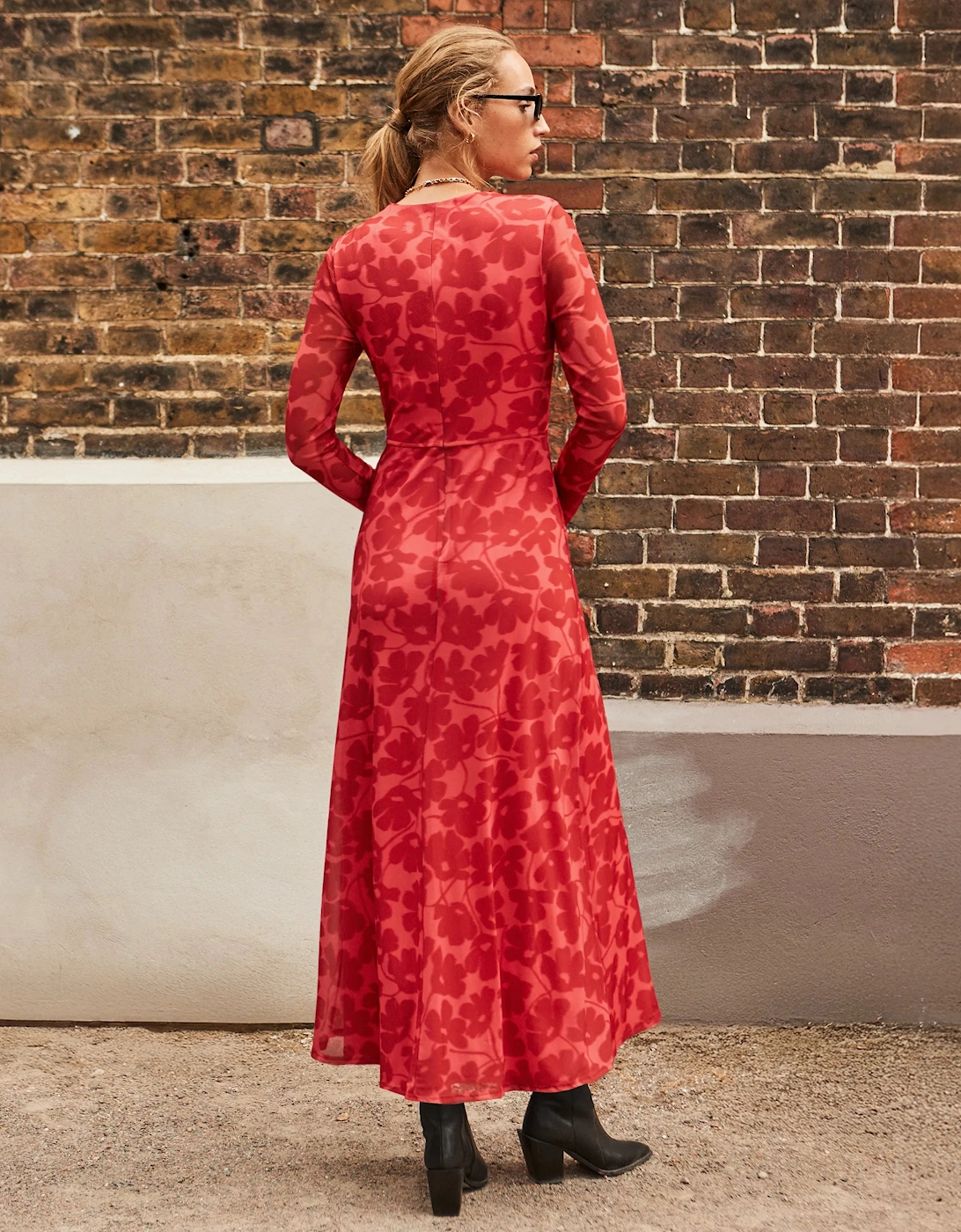 Petite Floral-Print Mesh Midaxi Dress