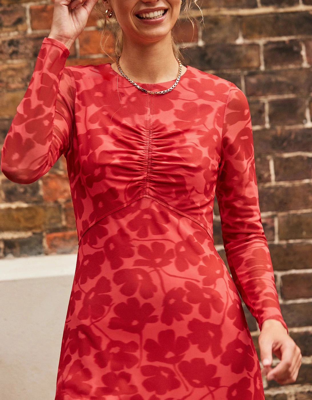 Petite Floral-Print Mesh Midaxi Dress