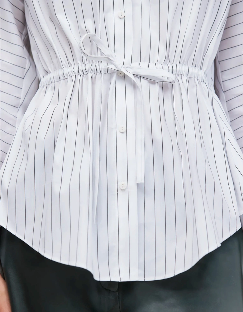 White Stripe Channel Waist Shirt