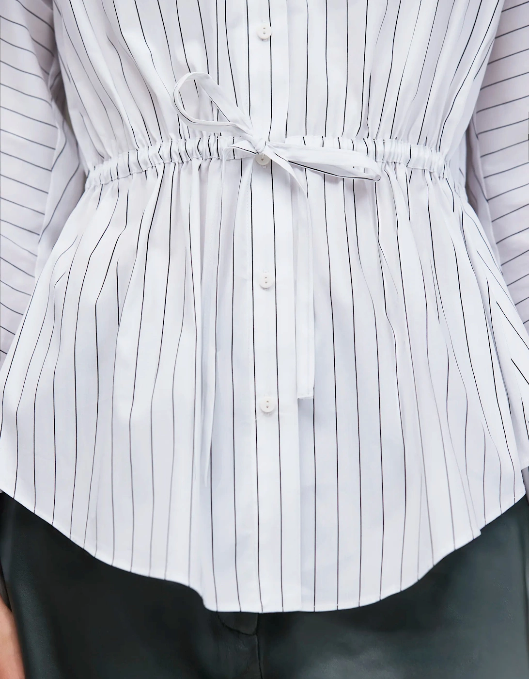 White Stripe Channel Waist Shirt