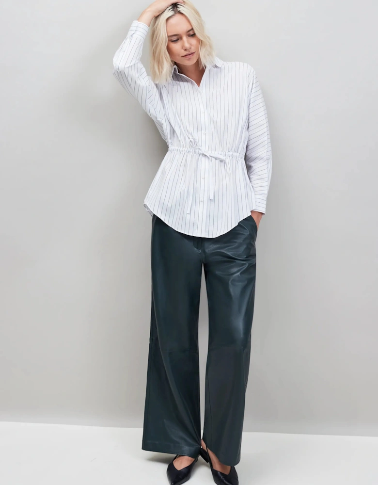 White Stripe Channel Waist Shirt