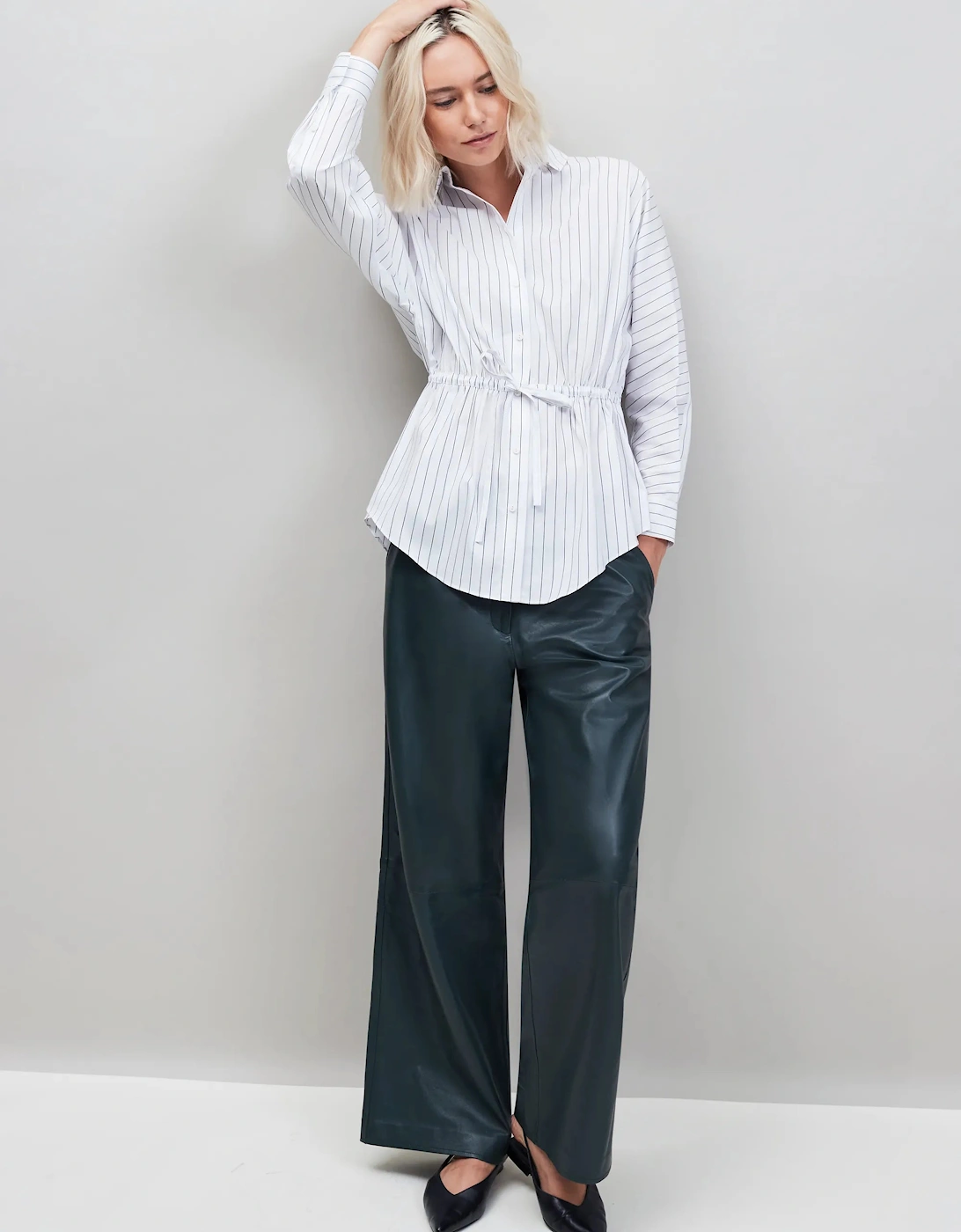 White Stripe Channel Waist Shirt