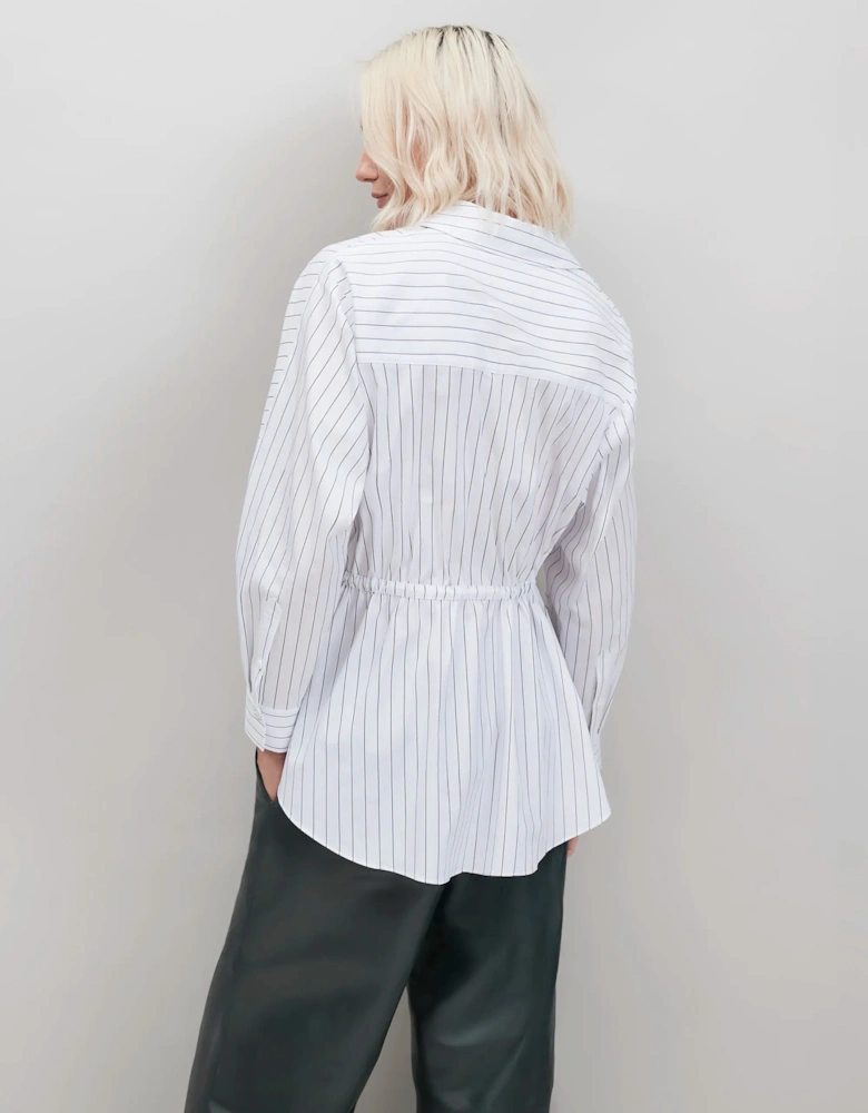 White Stripe Channel Waist Shirt