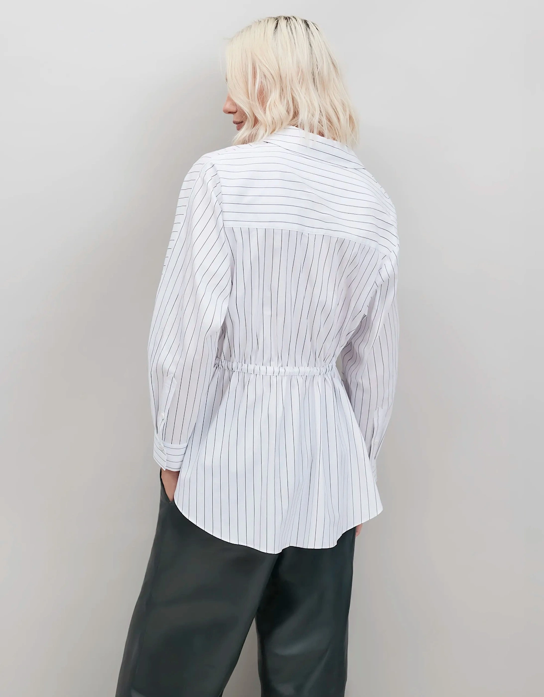 White Stripe Channel Waist Shirt