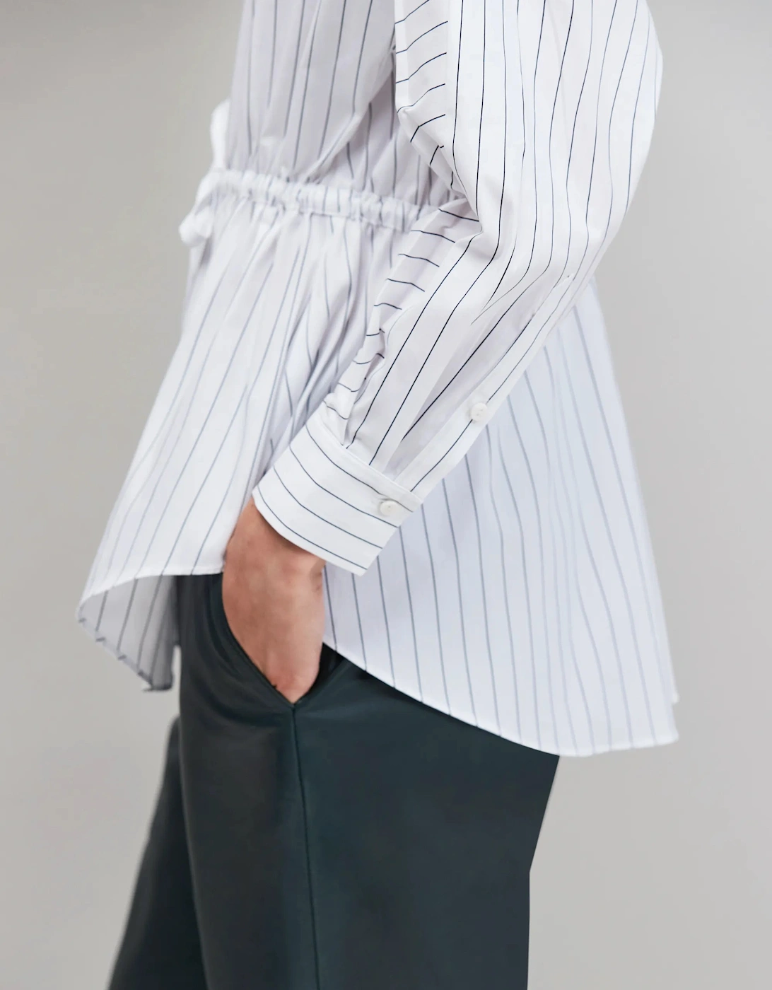 White Stripe Channel Waist Shirt
