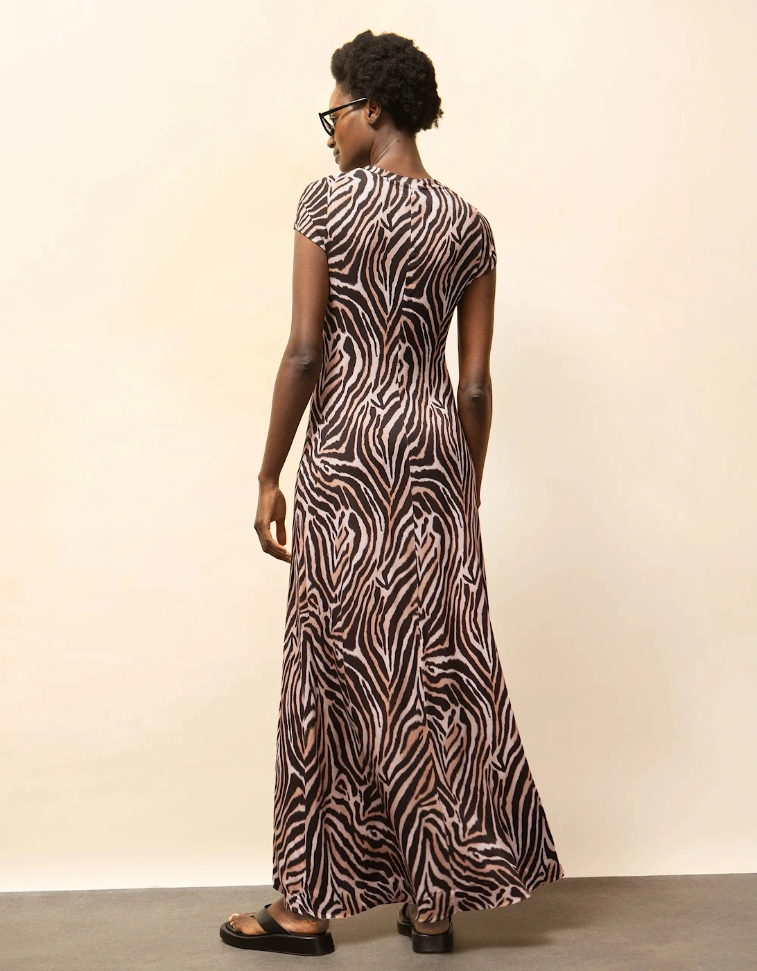 Zebra-Print Jersey Maxi Dress