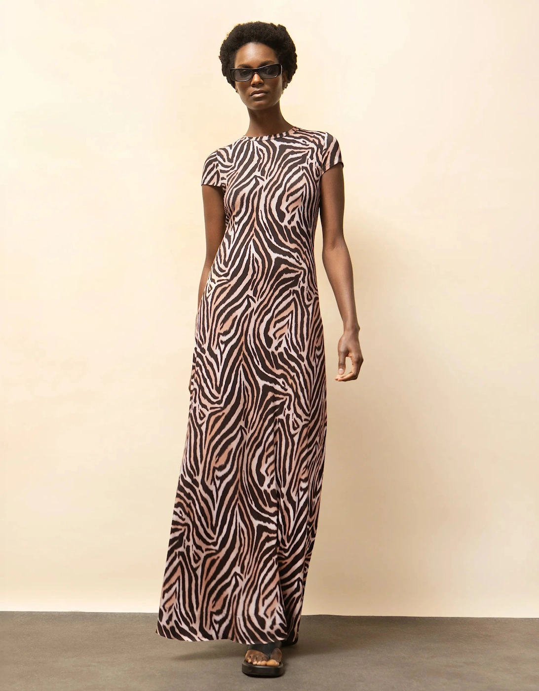 Zebra-Print Jersey Maxi Dress