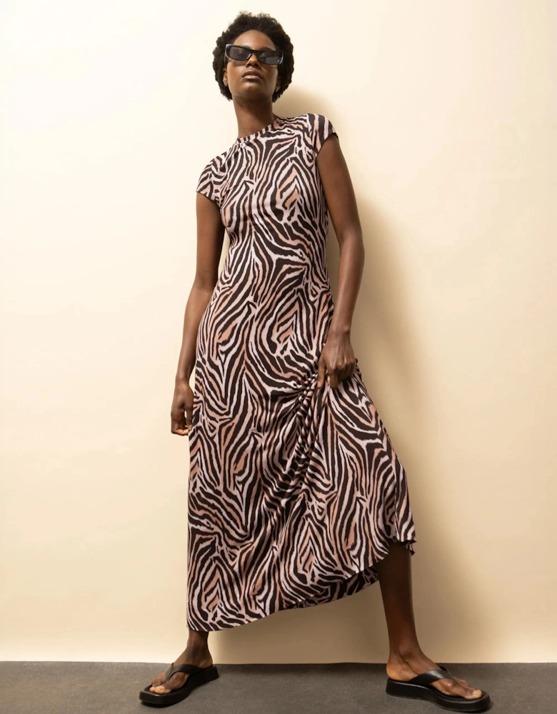 Zebra-Print Jersey Maxi Dress