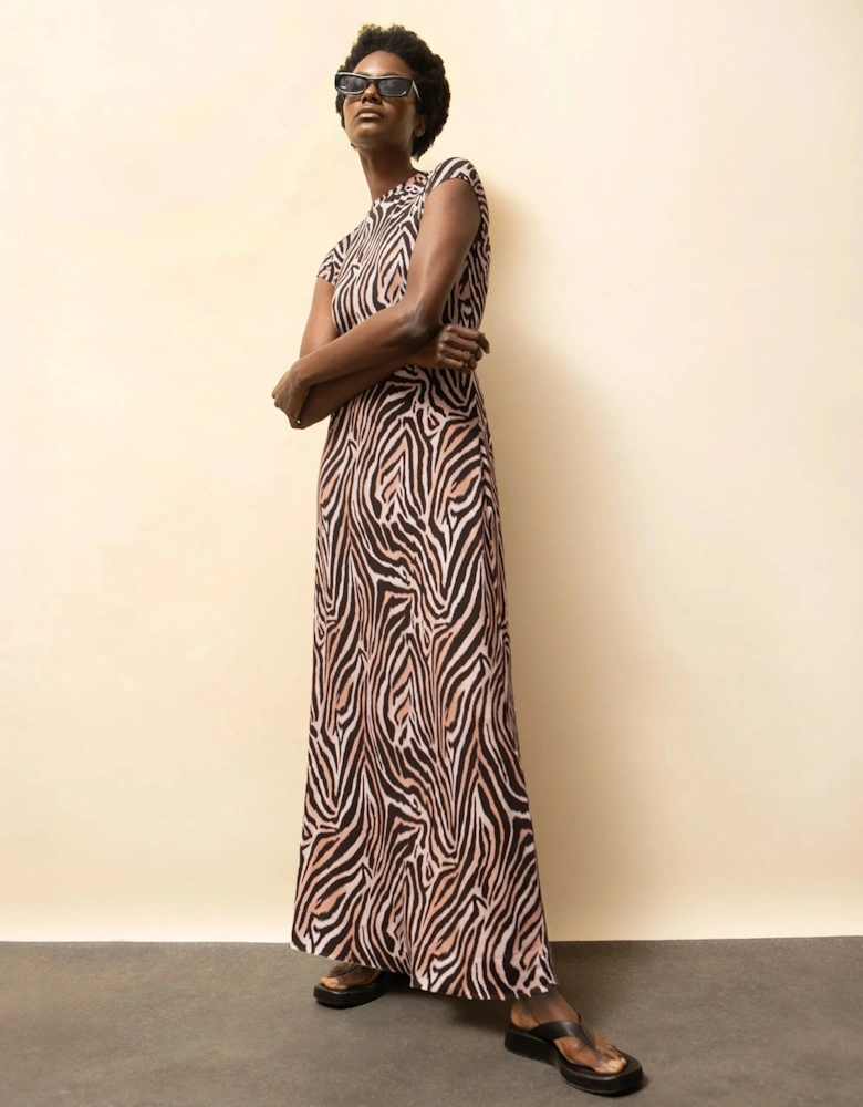 Zebra-Print Jersey Maxi Dress