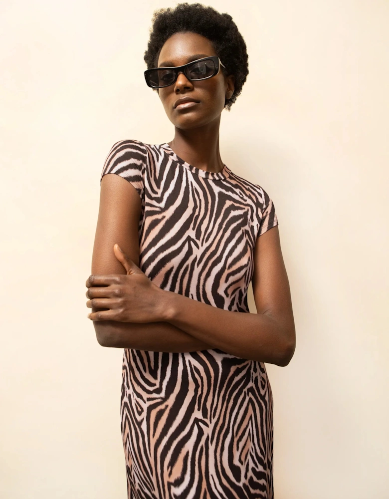 Zebra-Print Jersey Maxi Dress