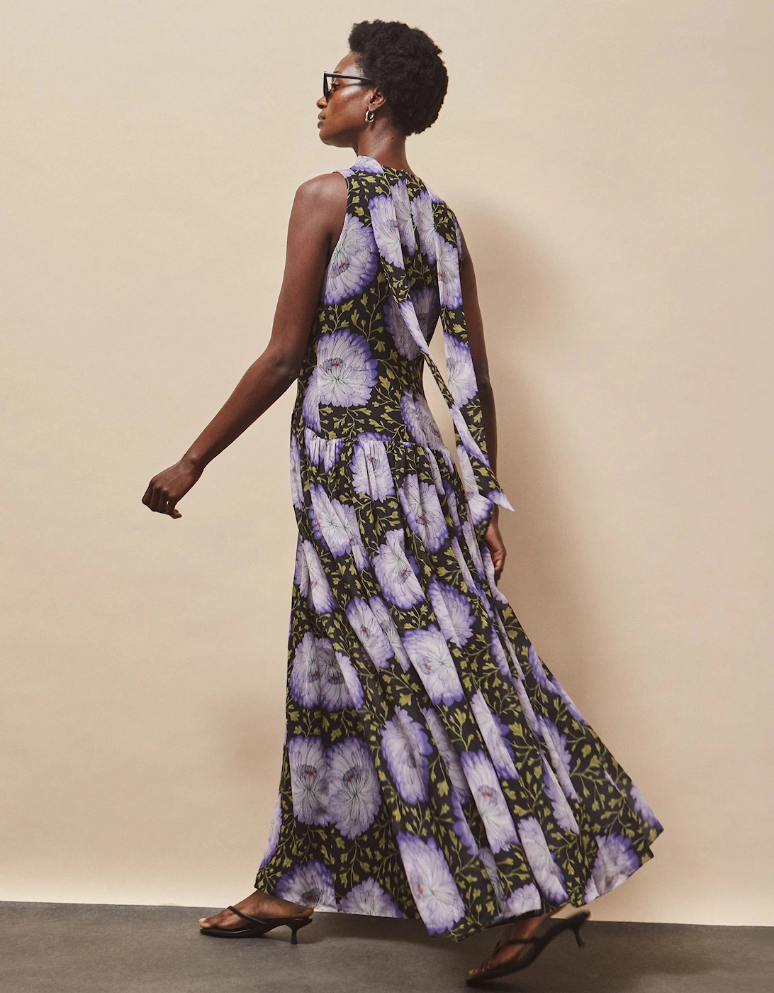Iris Lilac Scarf Detail Chiffon Dress