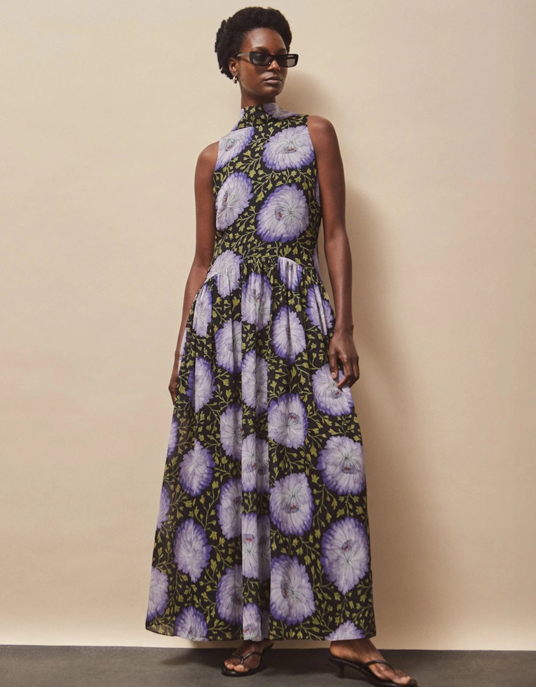 Iris Lilac Scarf Detail Chiffon Dress