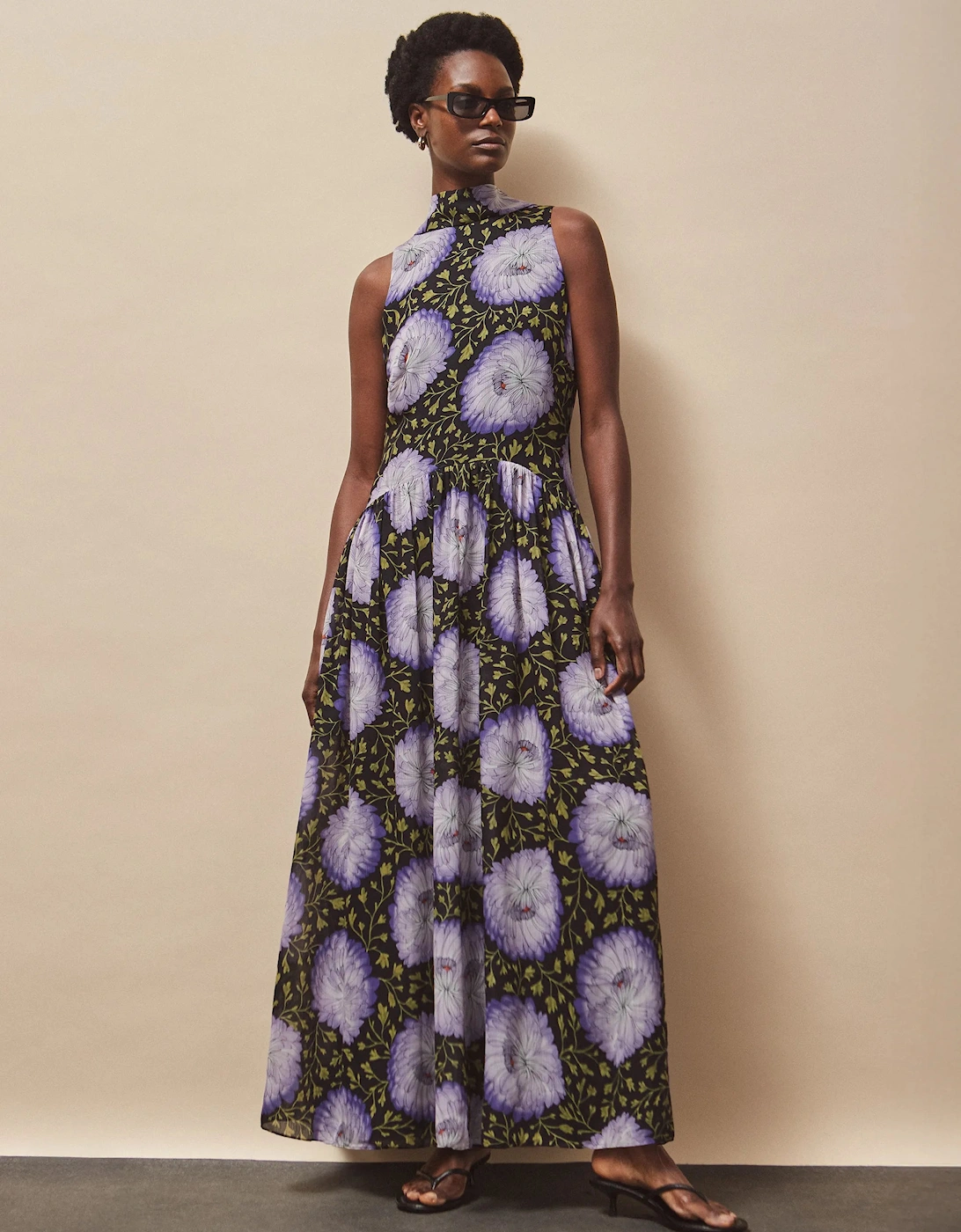 Iris Lilac Scarf Detail Chiffon Dress