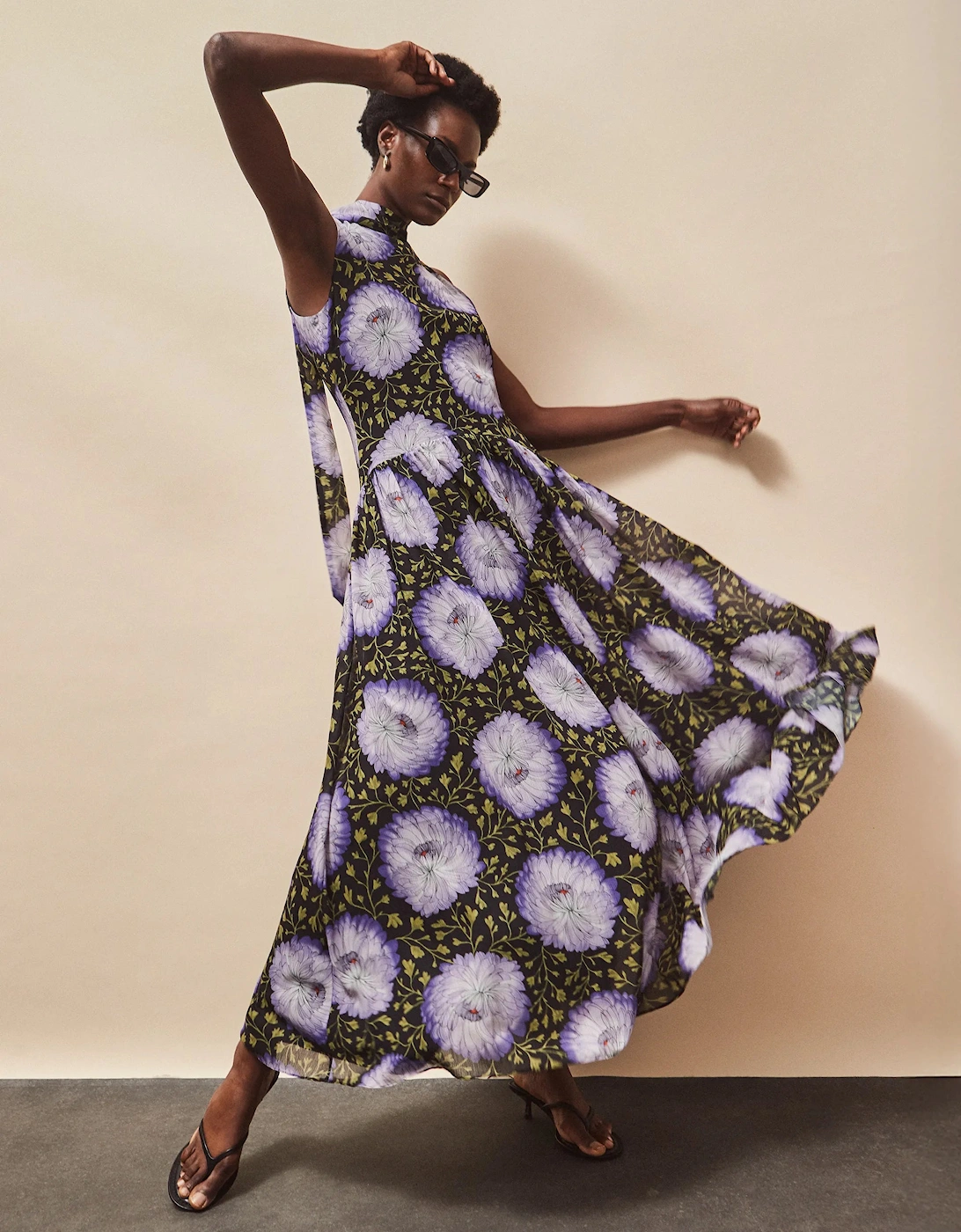 Iris Lilac Scarf Detail Chiffon Dress