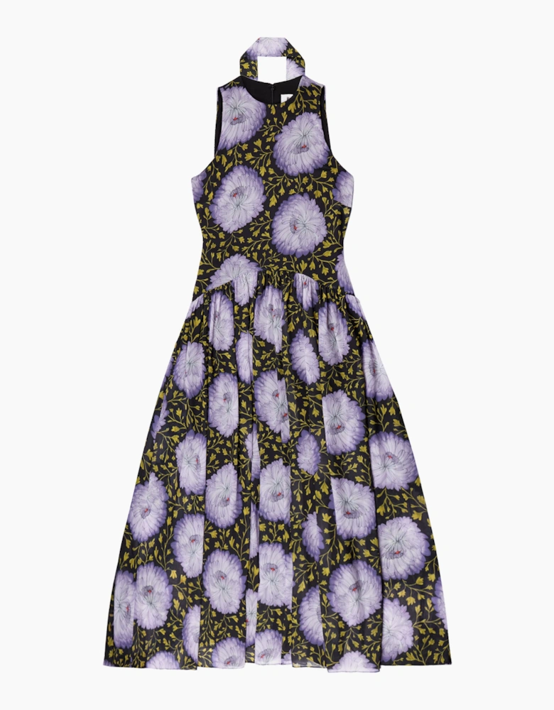 Iris Lilac Scarf Detail Chiffon Dress
