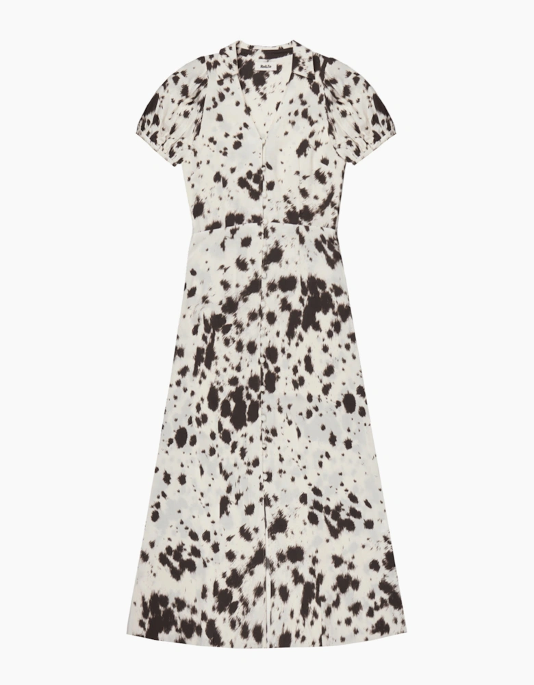 Petite Cow-Print Button-Front Shirt Dress
