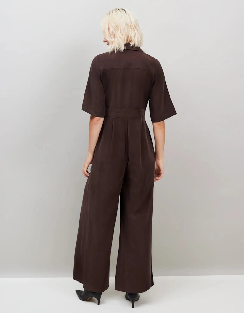 Petite Chocolate Tailored Jumpsuit